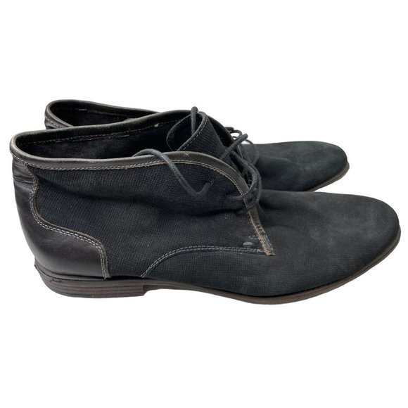 Robert Wayne Men's Graham Black Leather/Fabric Chukka Boots Size 13 - Picture 1 of 4